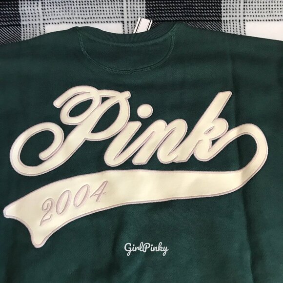 VS PINK 2004 LIMITED EDITION PINK FRIDAY DEEP FOREST CREW SWEATSHIRT - Picture 2 of 10